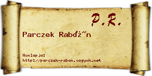 Parczek Rabán névjegykártya